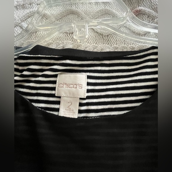 Chico’s Black and White Striped Women's Tank with Polyester Black overlay Large - Picture 10 of 13
